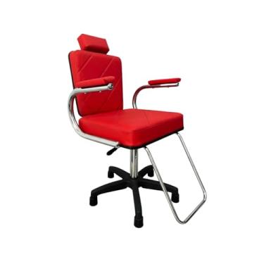 Imagem de Cadeira para Salão de Beleza e Barbearia Modelo Matelassê com Pistão a Gás e Base Estrela – Suporta até 130kg (VERMELHO)