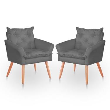 Imagem de Kit 02 Cadeira Poltrona para Sala e Quarto Confortável e Reforçada (Cinza Chumbo)