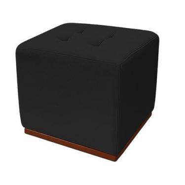 Imagem de Kit Com 2 Puff Quadrado Decorativo Tecido Bouclé Quarto Sala Descanso de Pé Sala，Quarto(Preto)