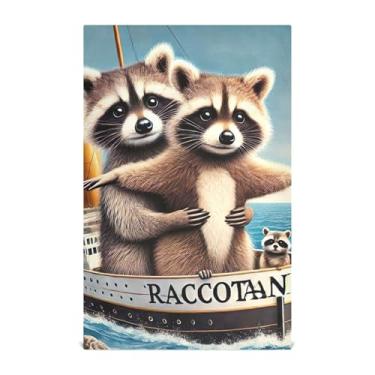 Imagem de Joisal Lindo conjunto de toalha de prato de cozinha Titanic Guaxinim decorativo toalha de chá de mão fofa para lavar louças, absorvente, secagem rápida, 45 x 71 cm, 1 pacote