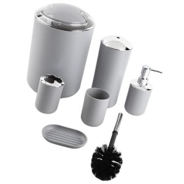 Imagem de Generic Conjunto de Acessórios de Banheiro de Plástico de 6 Peças de Alta Durabilidade, Suporte de Escova de Dentes, Dispensador de Sabonete, Saboneteira para Pias Sem Bagunça, ótimo para Uso Em