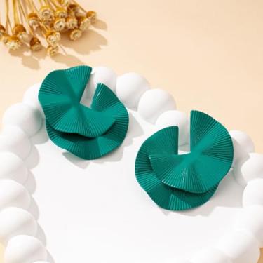 Imagem de Um par de brincos geométricos metálicos charmosos modernos para uso diário feminino, verde