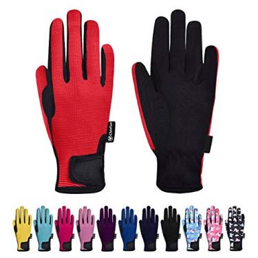 Imagem de ChinFun Luvas de equitação para crianças, para meninos e meninas, luvas de equitação para jovens, crianças, equitação, esportes, ciclismo, jardinagem, vermelho, tamanho M