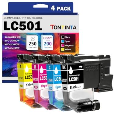 Imagem de TONTINTA LC501 LC5014PK Cartuchos de tinta compatíveis com capacidade padrão para impressoras MFC-J1260W MFC-J1360DW MFC-J1410DW (conjunto de 4 cores, preto ciano magenta amarelo)