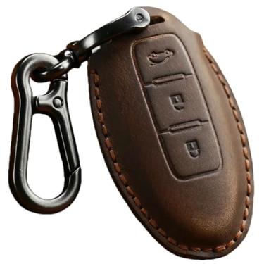 Imagem de Capa de couro C para chave de carro compatível com Nissan/Tidda/Livida // X-Trail T31 T32/Qashqai/March/Juke/Note/GTR Chaveiro Anel Chave Protetor de chaveiro(Brown)
