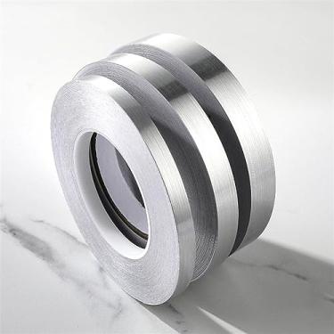 Imagem de GQQGSHOP 50 m Peel - Stick Wallpaper Border Molding - Borda de parede autoadesiva impermeável Faixa de borda de parede, borda de teto, moldura de porta de cintura decoração interior (prata escovada, L