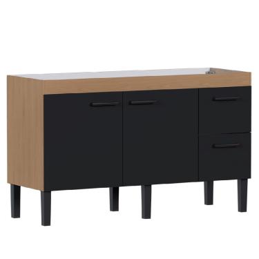 Imagem de Gabinete Madeira Sabia 1,44 Metros Jequitibá Preto Para Pia 1,50 Metros - P103609 - Cozimax