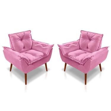 Imagem de Kit 02 Poltrona Opala Decorativa Suede - Sonho das Poltronas, Rosê