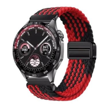 Imagem de EKSIL Pulseira respirável de nylon de 22 mm e 20 mm para Huawei Watch GT4/Pro 46 mm/GT3/GT2 2e para Samsung Watch 6/5/4/3/Gear S3 (preto e vermelho, para outros 22 mm)