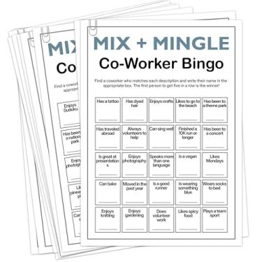 Imagem de Sahjzk Office Bingo Cards, 25 Unique Randomized 5x7 Sheets, Get to Know You Bingo Game for Adults, Ice Breaker Office Party Games, Team Building Games for Work, High Replay Value - A02