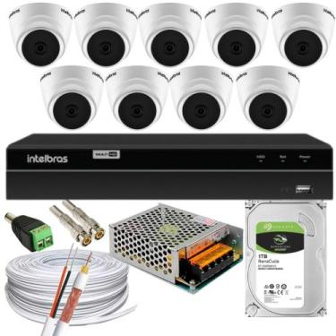 Imagem de Kit 9 Câmera 1220D mic intelbras Com Áudio dvr 1216-c C/hd 1Tb