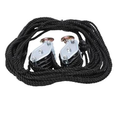 Imagem de Luocute Bloco e Equipamento do de Polia de Talha de Corda 2200LB, Potência de Elevação 8:1, Resistente à Ferrugem Com Extrator de Corda de Náilon, Liga de Aço para Deficiências de