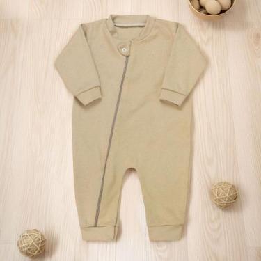 Imagem de Macacão de Bebê em Suedine com Zíper - Era Uma Vez, Caqui, 3-6M
