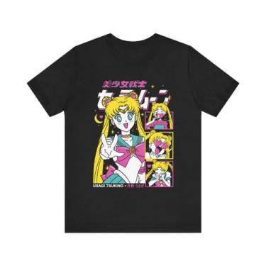 Imagem de Camiseta Gráfica Retro Sailor Moon Dos Anos 90, Verão, Algodão, Moda C