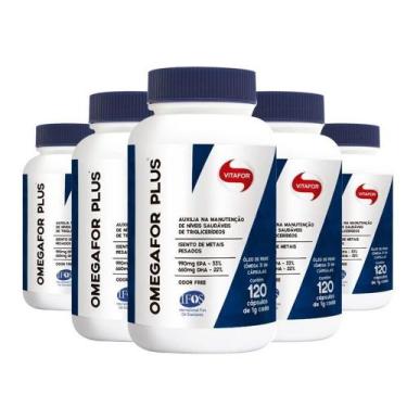 Imagem de Kit com 5 Omegafor Plus Vitafor 120 Cápsulas Ômega 3 Dha 660mg Epa 990