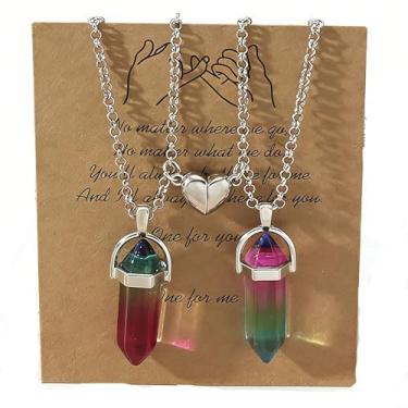 Imagem de Colar de amizade para mulheres, cristais de cura combinando com coração, joia para melhor amiga para ela, Medium, Latão, Sem Pedra Preciosa