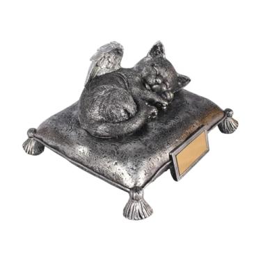 Imagem de Baoblaze Urna funerária em resina com gato dormindo para homenagear memórias, estátua memorial para animais de estimação em parques e jardins.