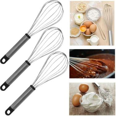 Imagem de Kit Batedor De Ovos E Massas Fouet  Aço Inox 24 cm 3 Peças - Rio Tijuc