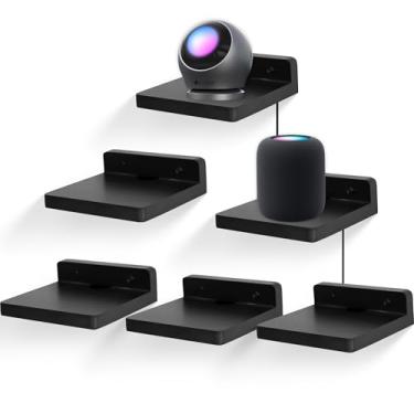 Imagem de FURAOMEILI Prateleira flutuante pequena para parede, conjunto de 6 prateleiras de parede de madeira de 12 cm, mini alto-falante, monitor de bebê, câmeras, suporte de exibição de estatuetas, para