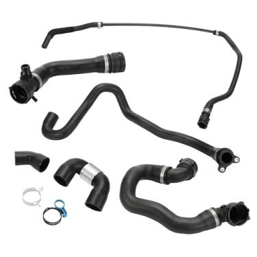Imagem de Partuto Mangueira de radiador Nº 11537585023/17128570061/17127604542 - Kit de tubo de mangueira de água de arrefecimento do radiador de carro - para BMW 335i 2007-2010 borracha preta - 1 conjunto