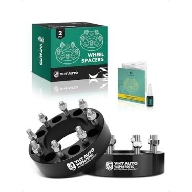 Imagem de YHTAUTO Espaçadores de roda de 8 x 170 mm, 5 cm, serve para Ford F-250 F-350 Super Duty 1999 2000 2001 2002, Excursion 2000 2001 2002 Espaçadores de pneu com pinos de grau M14x2 e 12,9, furo do cubo de 125 mm 8 Terminal, 2 peças, preto Adaptadores