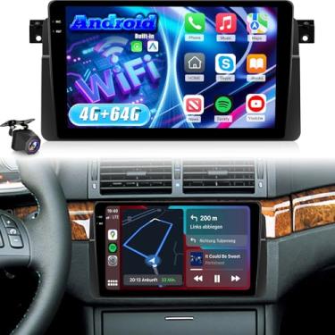 Imagem de [4 + 128 G] Rádio automotivo para BMW Série 3 E46 1999-2005 - Carplay sem fio e Android Auto - Tela sensível ao toque embutida de 23 cm Android estéreo para carro - EQ Audio/GPS/5GHz WiFi/SWC