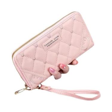 Imagem de Carteira Feminina De Couro PU Em Cor Sólida Com Bordado, Bolsa De Verã