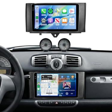 Imagem de Rádio estéreo de carro 4G + 128G para Mercedes Benz Smart Fortwo 2011-2015, tela sensível ao toque HD de 9 polegadas na célula/Android 15/Wireless CarPlay/Android Auto/GPS/WiFi/5.0Bluetooth/FM/RDS/SWC