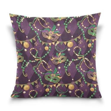 Imagem de Blueangle Capas de almofada de máscara de carnaval - 50 x 50 cm, decoração de férias de fazenda para sofá de casa (68)