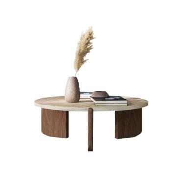 Imagem de Mesa de centro mesa de centro travertino redonda natural mesa de centro pequeno apartamento casa moderna simples mesa de centro mesa de café quarto (70 * 70 * 35 cm)