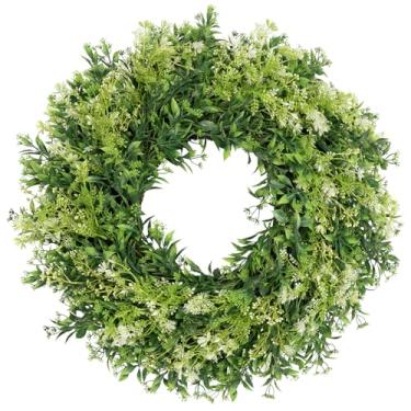 Imagem de JDKPK Guirlandas de eucalipto para porta da frente, 71 cm, folhas verdes artificiais, vegetação, decoração de casa, varanda, janela, parede, quinta, primavera, verão, outono, todas as estações