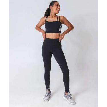 Imagem de Calça Feminina Legging Listrada Fitness Marisa Preto-13043, Preto, M