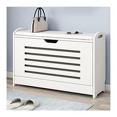 Imagem de Organizador de sapatos independente sapateira banco de sofá trocador de sapatos rack de armazenamento de sapatos de grande capacidade para corredor quarto sapateira (cor: amarelo) (branco)