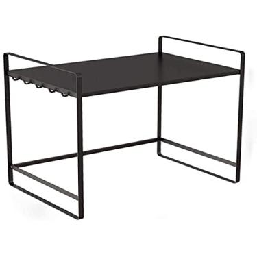 Imagem de U5GAAALPPQ9 Prateleira de cozinha para armazenamento embaixo da prateleira, multifunções, rack duplo para forno de micro-ondas, multifunções, suporte de armazenamento de cozinha de aço inoxidável