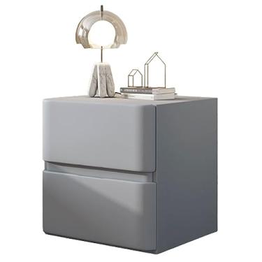 Imagem de Mesa de cabeceira funcional de madeira grande com 2 gavetas para quarto retangular prateleira de gaveta de armazenamento estreita móveis de cabeceira