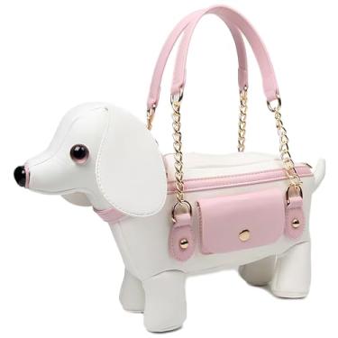 Imagem de Lyuxhetaokdiq Bolsa feminina de couro PU exclusiva novidade em forma de cachorro bolsa tiracolo bolsa de mão, 5 Branco