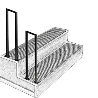 Imagem de Corrimão de escada de jardim de ferro forjado preto fosco para varanda deck corrimão ao ar livre para degraus externos piquete de corrimão de transição 55 cm (1,8 pés)