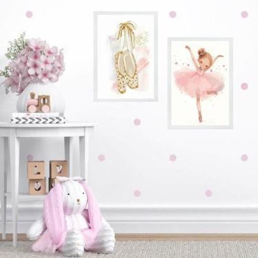 Imagem de Kit 2 Quadros Quarto Menina Tema Bailarina 24X18Cm - Vidro