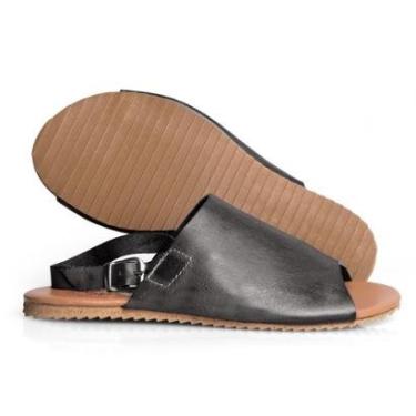 Imagem de Sandália Rasteira Feminina Couro Fivela Numeração Especial até 44 TropiCaos-Feminino