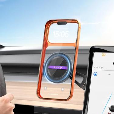 Imagem de LOXP Suporte de telefone Tesla atualizado [forte magnético e dobrável] Suporte MagSafe para carro Tesla modelo 3/Y/Juniper, suporte de telefone Tesla giratório 360 serve para iPhone 17 16 15 Pro Max