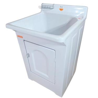 Imagem de Tanque De Lavar Roupa Em Fibra 40L Com Gabinete ABS Base para torneira