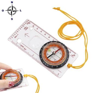 Imagem de Bússola de Navegação com Régua, Lente 2x e Cordão Ideal para Mapas e T