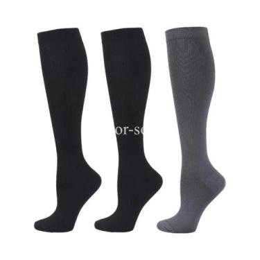 Imagem de Meias De Compressão Unissex, 3 Pares, Circulação Sanguínea, Corrida, A