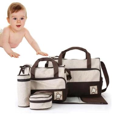 Imagem de Kit Bolsa Maternidade Mochila Bebe Trocador Porta Mamadeira Papinha 5 