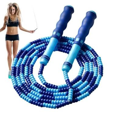 Imagem de Corda de pular com contas para adultos | Corda de pular para meninas | Equipamento de salto ajustável de 2,5 m com alças ergonômicas para exercícios físicos, academia, escola, educação física em casa