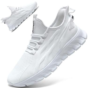 Imagem de DaoLxi Tênis de corrida feminino, sem cadarço, caminhada, academia, antiderrapante, trabalho, treino, jogging, C Branco, 38