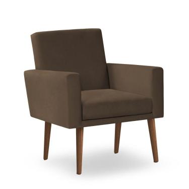 Imagem de Poltrona Decorativa Nina Suede Marrom - Inova Decor