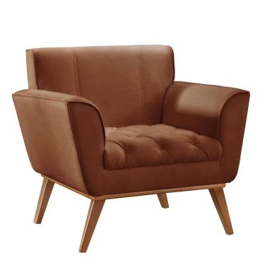 Imagem de Poltrona Lyz Luxo Madeira Maciça Castellar Móbile Corino Caramelo Corino Caramelo