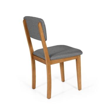 Imagem de Mesa De Jantar Redonda Gabi Pret/jade Com 4 Cadeiras Estofadas Ella Cinza Escuro