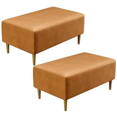 Imagem de Kit 02 Puffs Cléo W01 Pés Palito 90 Cm Courissímo Whisky